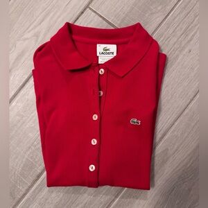 Red Lacoste long sleeve top